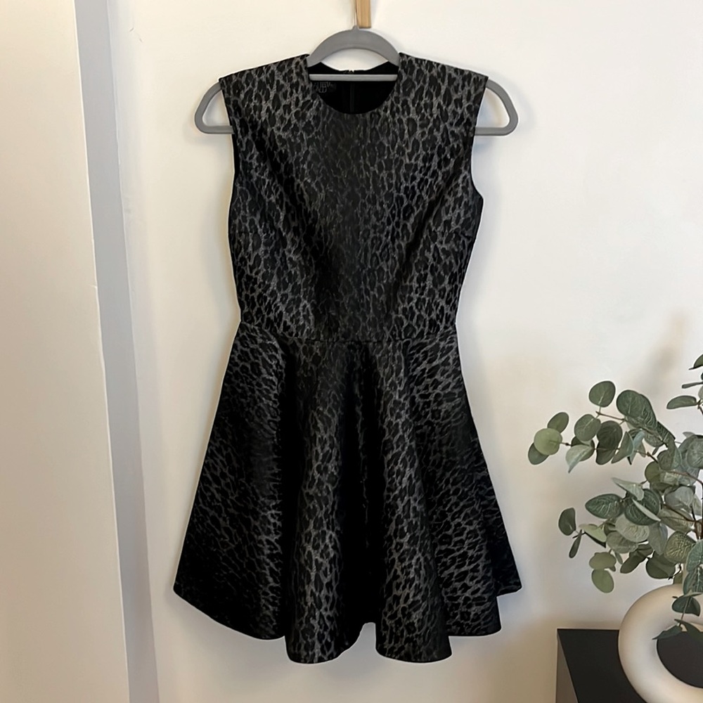 Black Leopard Giambattista Valli Peplum Dress